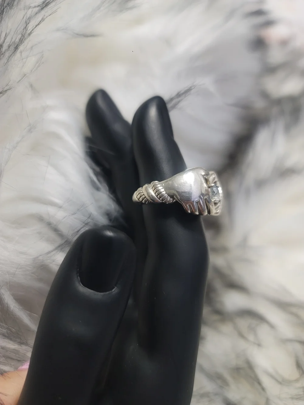 John Hardy Jai Sterling Silver Heart Claddagh Ring with Blue Topaz Size 8